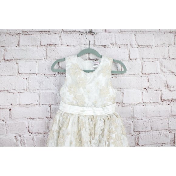 Nannette Ivory Floral Lacy Bow Tie Back Zip Dress Formal Party Dress 6X - Picture 2 of 9